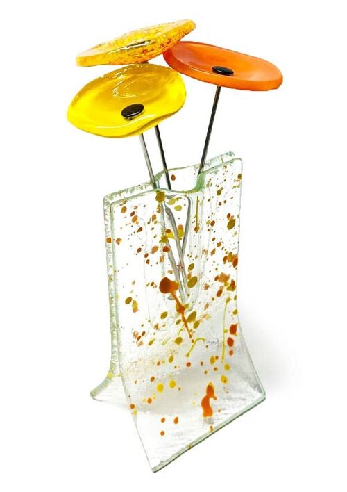 Small 8X13 Cm Vase In Transparent-Orange-Yellow Colour