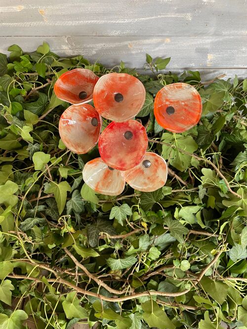 Glass Calabel Flower For Outdoor In Cream-Orange