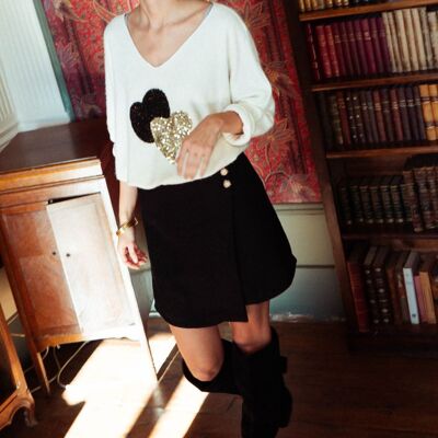 CLARA Black Short Skirt, Wallet style