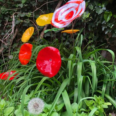 Glass Flower For Outdoor Use In Orange Colour "Large-size"