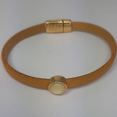 Timeless gold leather bracelet ocher