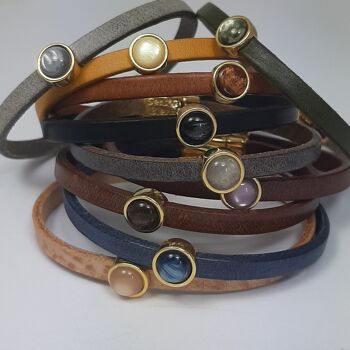 Bracelet cuir doré intemporel ocre 4