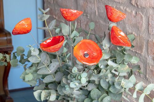 Glass Calabel Flower For Outdoor In Orange