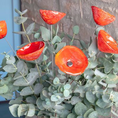 Glass Calabel Flower For Outdoor In Orange