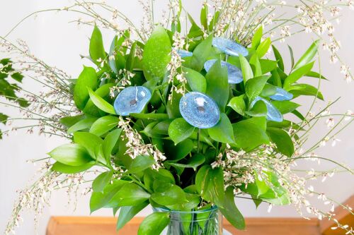 Glass Flower "Outdoor" In Transparent, Dark Blue, Ligh Blue