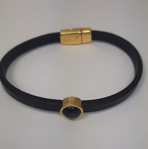 Timeless 24K vergulde leren armband zwart