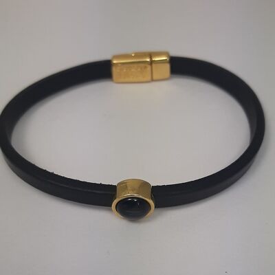 Timeless gold leather bracelet black