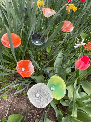 Fleur de Calabel en verre pour l'extérieur en jaune-vert clair 1