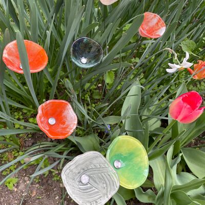 Glass Calabel Flower For Outdoor In Yellow-Light Green