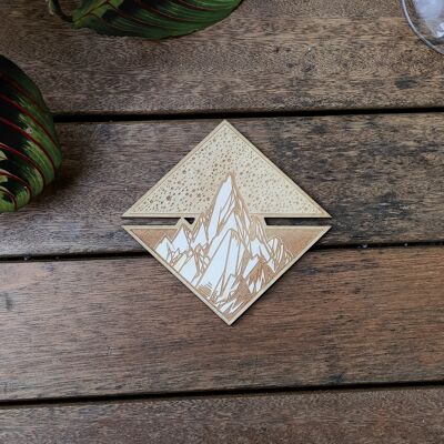 Geometric Mountain Wood Coaster