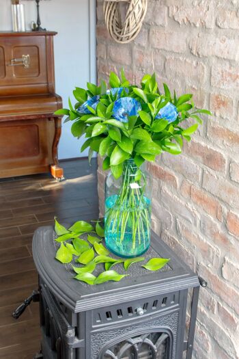 Fleur de Calabel en verre pour l'extérieur en blanc-bleu foncé 1