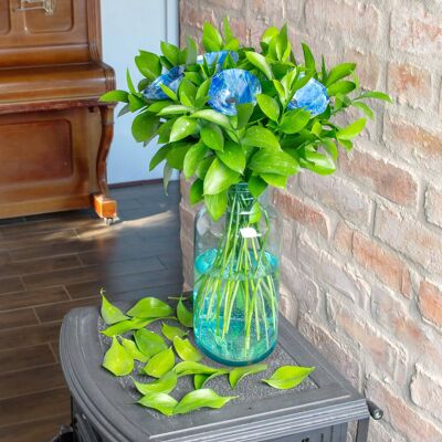 Glass Calabel Flower For Outdoor In White-Dark Blue