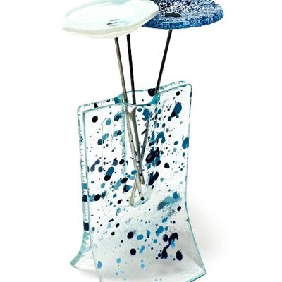 Vaso Piccolo 8X13 Cm Con 3 Piccoli Fiori Di Colore Azzurro