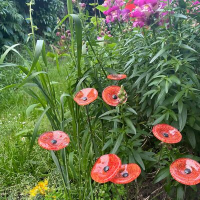 Glass Flower "Outdoor" In Transparent, Orange-Red Colors