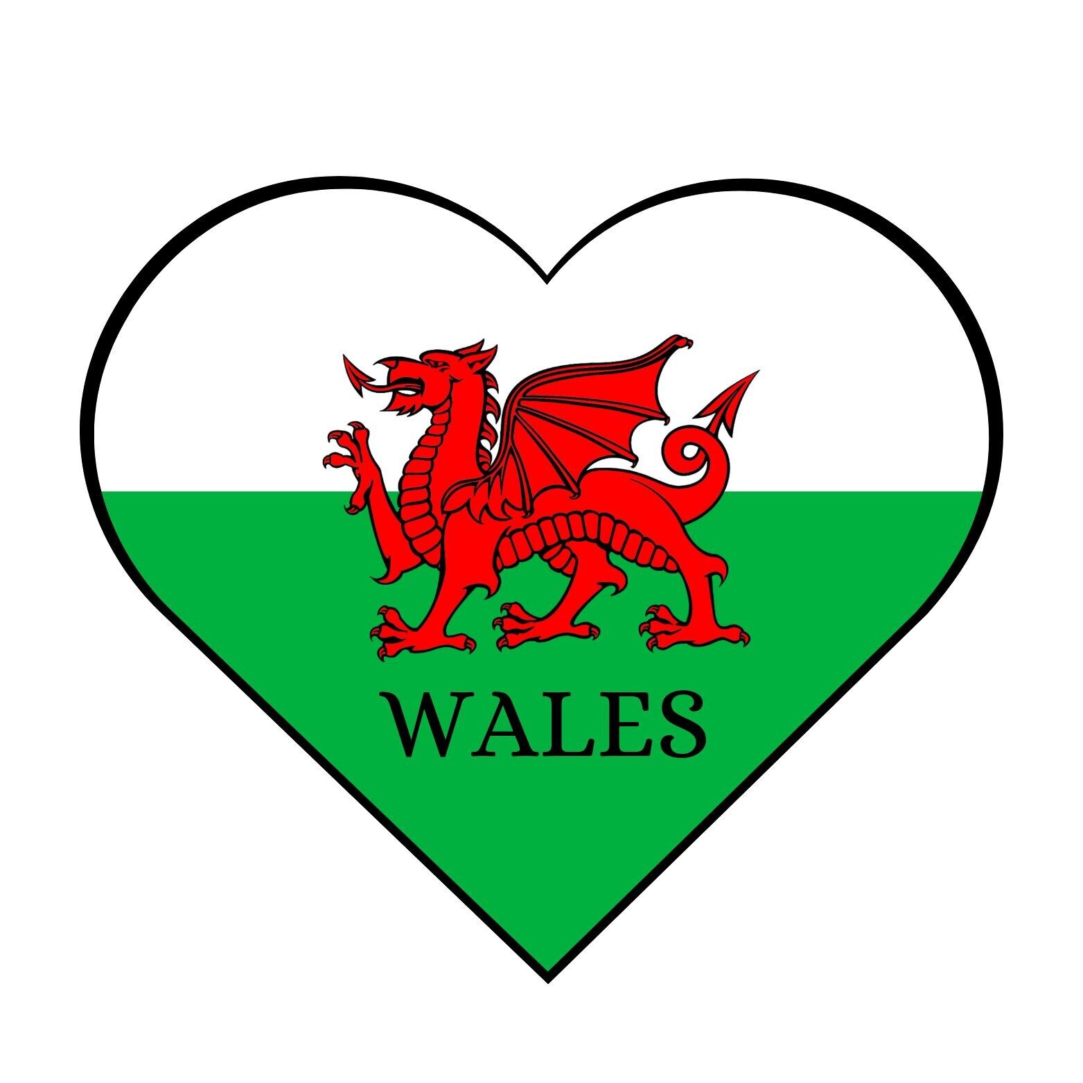 Autocollant de coeur du Pays de Galles