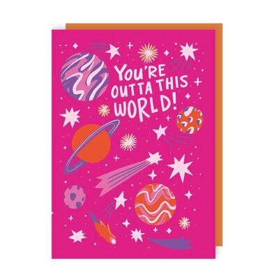 Lot de 6 cartes d'appréciation You're Outta This World