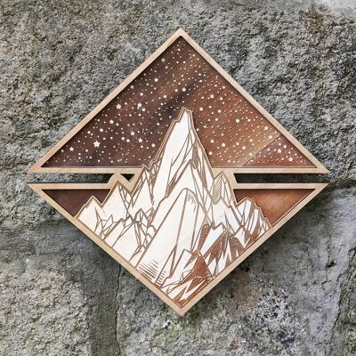 Montagnes bois Wall Art - Panneau - Décoration d'intérieur - Triangulaire