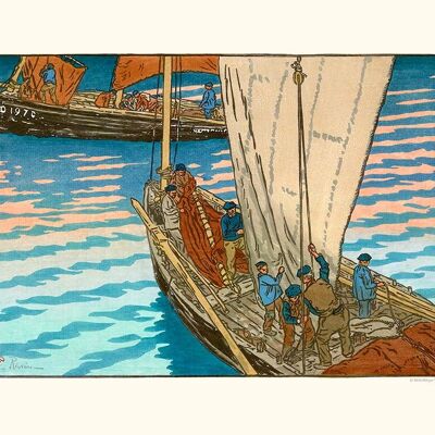 Brittany poster - Departure of the sardine boats from Tréboul