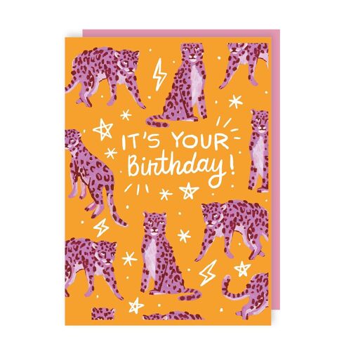 Bold Leopard Birthday Card Pack of 6