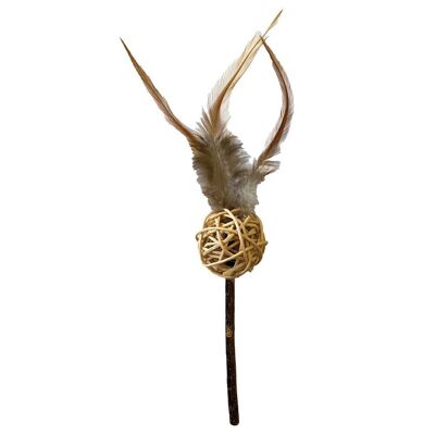 Silvervine wand with ball and feather - Euphoria