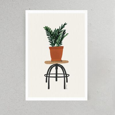 Card - The flower pot on the stool