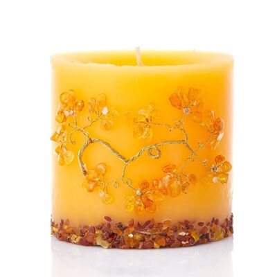 Bougie avec ambre, 12,5x11,5 cm - BG07