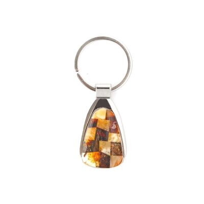 STEEL and AMBER KEY RING ref: MZ04