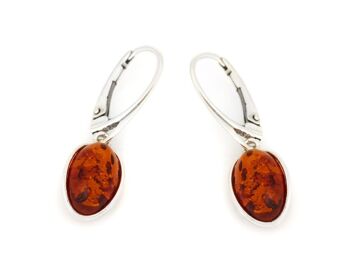 BOUCLES D'OREILLES ARGENT RHODIE 925/1000 AMBRE COGNAC ref: AB-BO004 1