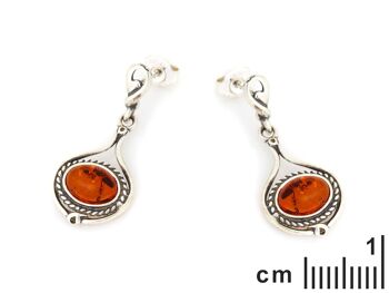 BOUCLES D'OREILLES ARGENT VIEILLI 925/1000 AMBRE COGNAC ref: GDK44 2