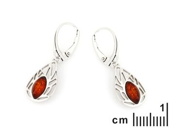 BOUCLES D'OREILLES ARGENT RHODIE 925/1000 AMBRE COGNAC ref: GDK51R 2