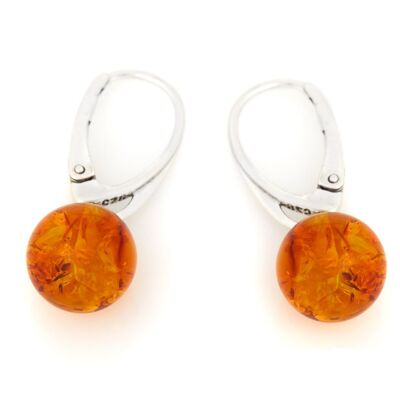 PENDIENTES PLATA 925/1000 RODIADA PENDIENTES AMBAR COGNAC ref: GDK46R