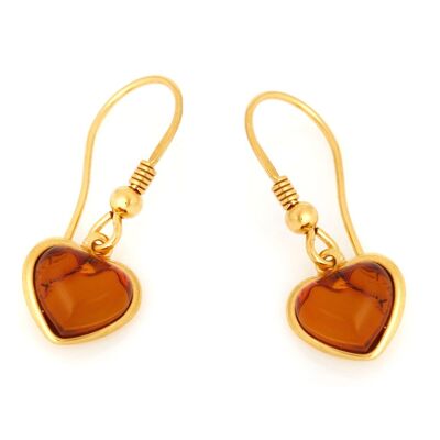 PENDIENTES PLATA DORADA AMBAR COGNAC 925/1000 ref: GI-BO042D