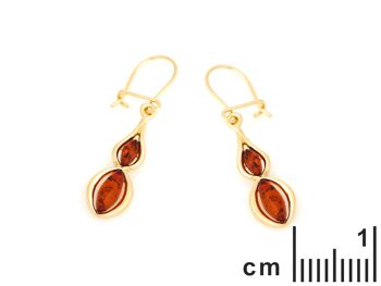 BOUCLES D'OREILLES ARGENT DORE 925/1000 AMBRE COGNAC ref: MGK1D 2