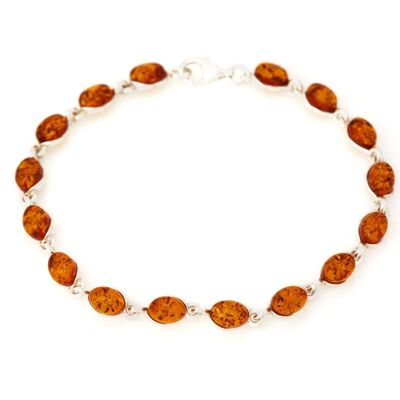 PULSERA 19CM PLATA RODIA 925/1000 AMBAR COGNAC ref: AB-BR010