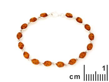 BRACELET 19CM ARGENT RHODIE 925/1000 AMBRE COGNAC ref: AB-BR010 2