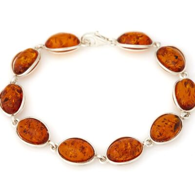 BRACCIALE 19CM ARGENTO RODIATO 925/1000 AMBRA COGNAC ref: AB-BR012