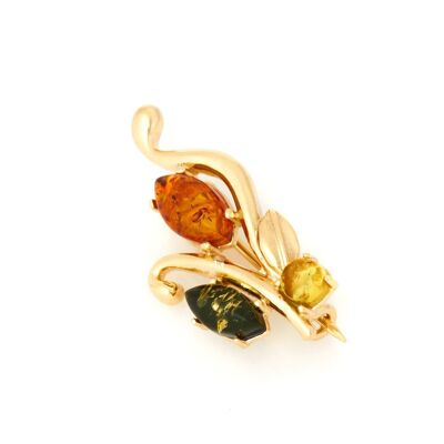 925/1000 AMBER GILT SILVER BROOCH ref: MGBR1MD