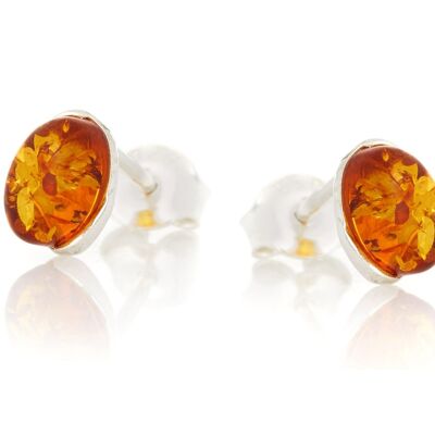 BOUCLES D'OREILLES ARGENT RHODIE 925/1000 AMBRE COGNAC ref: AB-BO011