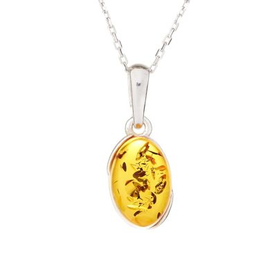 SILVER PENDANT RHODIE 925/1000 AMBER COGNAC ref: AB-PE011