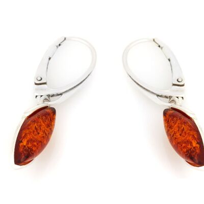 ORECCHINI IN ARGENTO RODIATO AMBRA COGNAC ref: AB-BO006