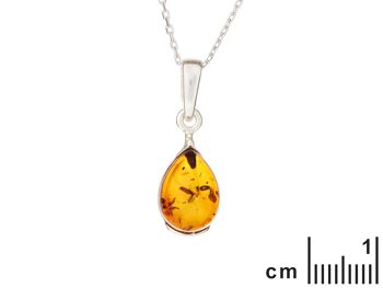 PENDENTIF ARGENT RHODIE 925/1000 AMBRE COGNAC ref: AB-PE008 2