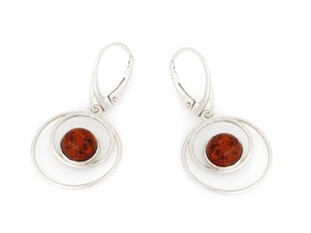 BOUCLES D'OREILLES ARGENT RHODIE 925/1000 AMBRE COGNAC ref: AB-BO009 1