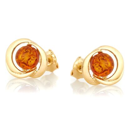 ORECCHINI IN ARGENTO DORATO E AMBRA COGNAC ref: AMK00147-3D