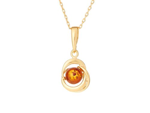 PENDENTIF ARGENT DORE 925/1000 AMBRE COGNAC ref: AMW00147D