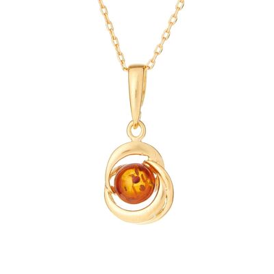 CIONDOLO IN ARGENTO DORATO 925/1000 AMBRA COGNAC ref: AMW00147D