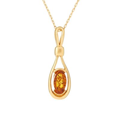 AMBER COGNAC PENDANT GILT SILVER 925/1000 ref: KL1303-513PD