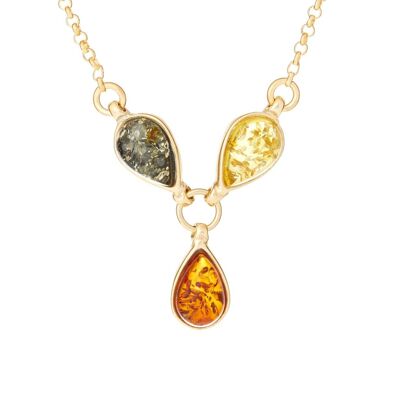 NECKLACE 44 CM GILT SILVER 925/1000 AMBER MULTICOLOR ref: KM206ND