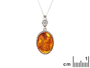 PENDENTIF ARGENT VIEILLI 925/1000 AMBRE COGNAC ref: GDW54 2