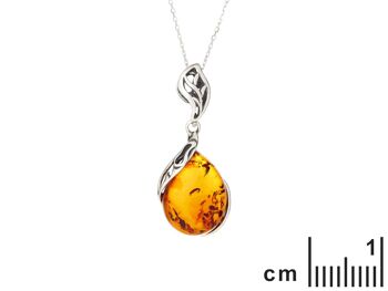 PENDENTIF ARGENT RHODIE 925/1000 AMBRE COGNAC ref: GDW55R 2