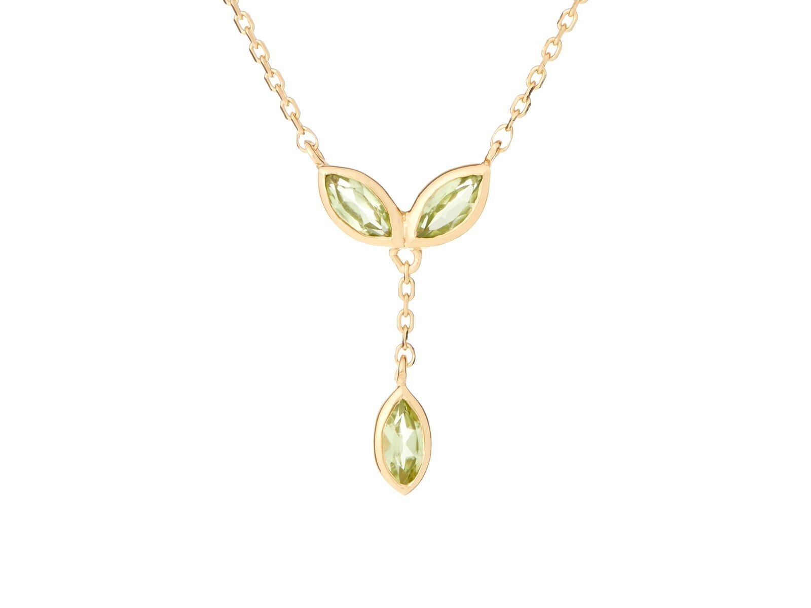 Collana con peridoto verde naturale, in argento dorato 925/1000, lunghezza 40+5 cm - CJF-CL045-PE-D